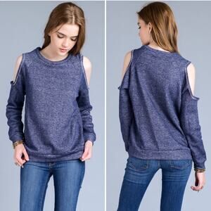 A067-A • Cold Shoulder Crew Neck Pullover Sweater